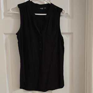 a.n.a Black Sleeveless Button-Front Blouse with Epaulets